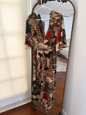 Farm Rio Midi-Maxi Romper in Multicolor Animal Motif